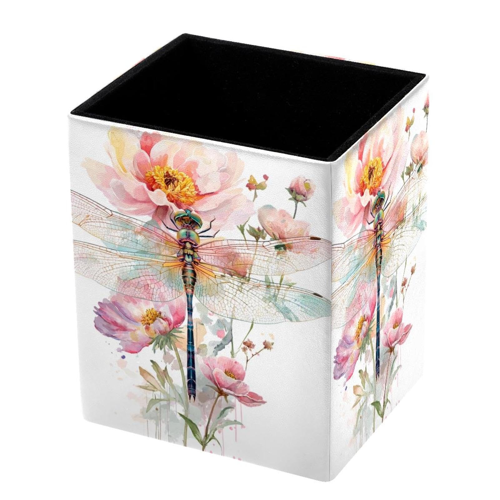VAPOKF Pencil Holders for Desk, Dragonfly Printed Pen Holders Pen Pot Makeup Brushes Storage Desktop Stationery Supplies Organiser for Home Office