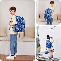 Vista 7 de Mochila escolar para niños de mezhsa, para primaria y secundaria, tipo rayo, para portátil, adolescente, impermeable, ligera, 43 cm, 1-azul