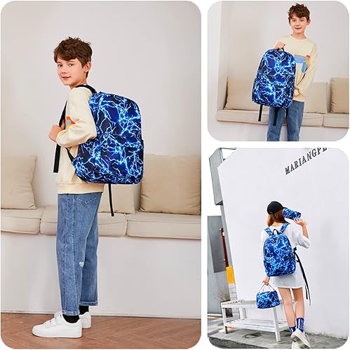 Miniatura 6 de Mochila escolar para niño, mochila primaria relámpago medio, portátil, portátil, impermeable, ligera, de 17 pulgadas, 1-azul, Mochilas de viaje