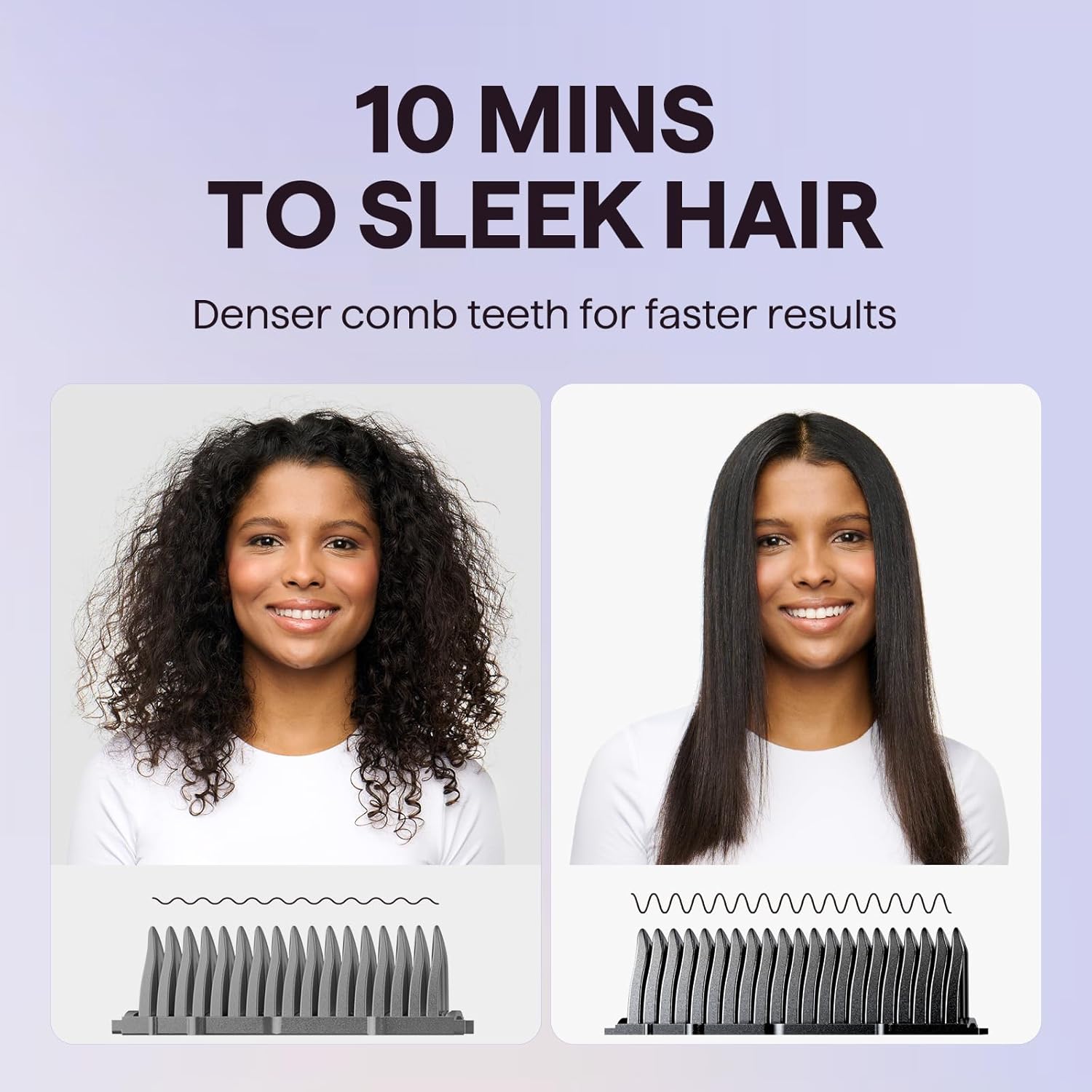 Wavytalk Hair Straightener Brush, Sleek Sweep Ionic Straightening Brush, Anti-Scald Ceramic Straightener Comb with LED Display for Super Smooth Hair, Dual Voltage, Rose Gold. - Image 3