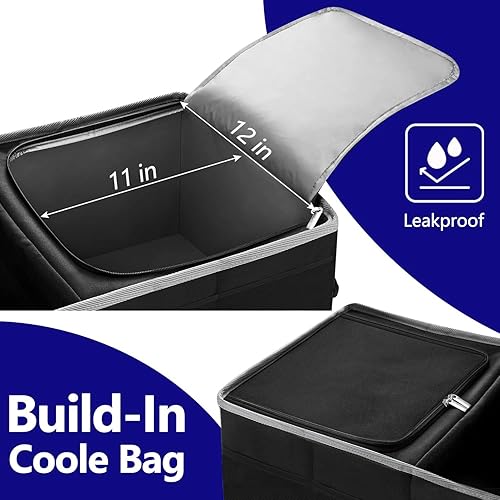 Miniatura 2 de Organizador de maletero con bolsa de enfriamiento aislada y a prueba de fugas incorporada, organizador de carga plegable para SUV con tiras