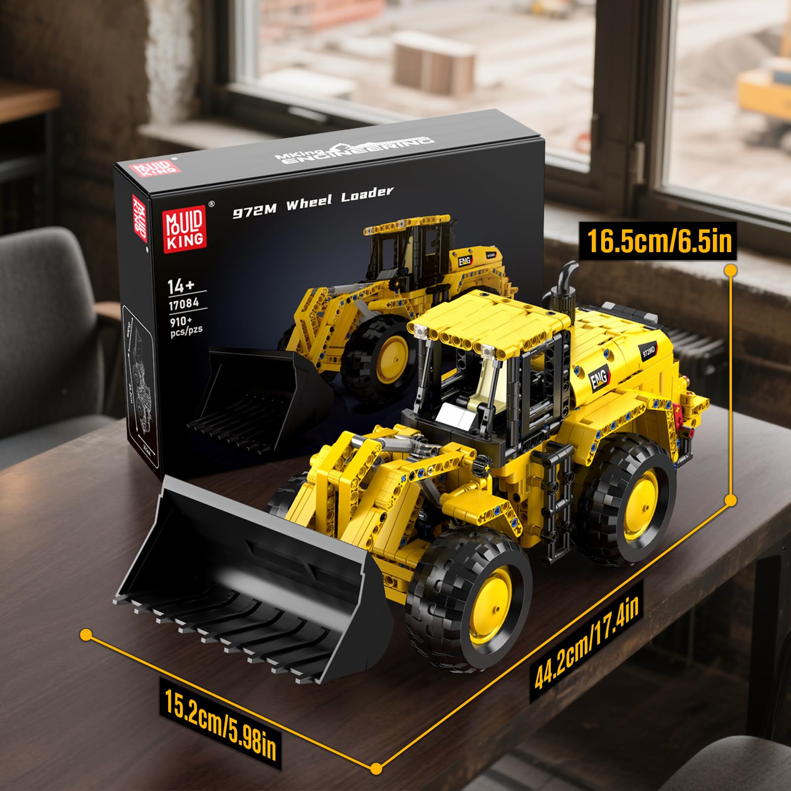 Mould King 17084 Tecnología Cargadora de Ruedas Bloques de Construcción - Vehículo de Construcción Juguete con Dirección de Doblez y Pala Móvil - Regalo de Cumpleaños Juguete para Bloques de