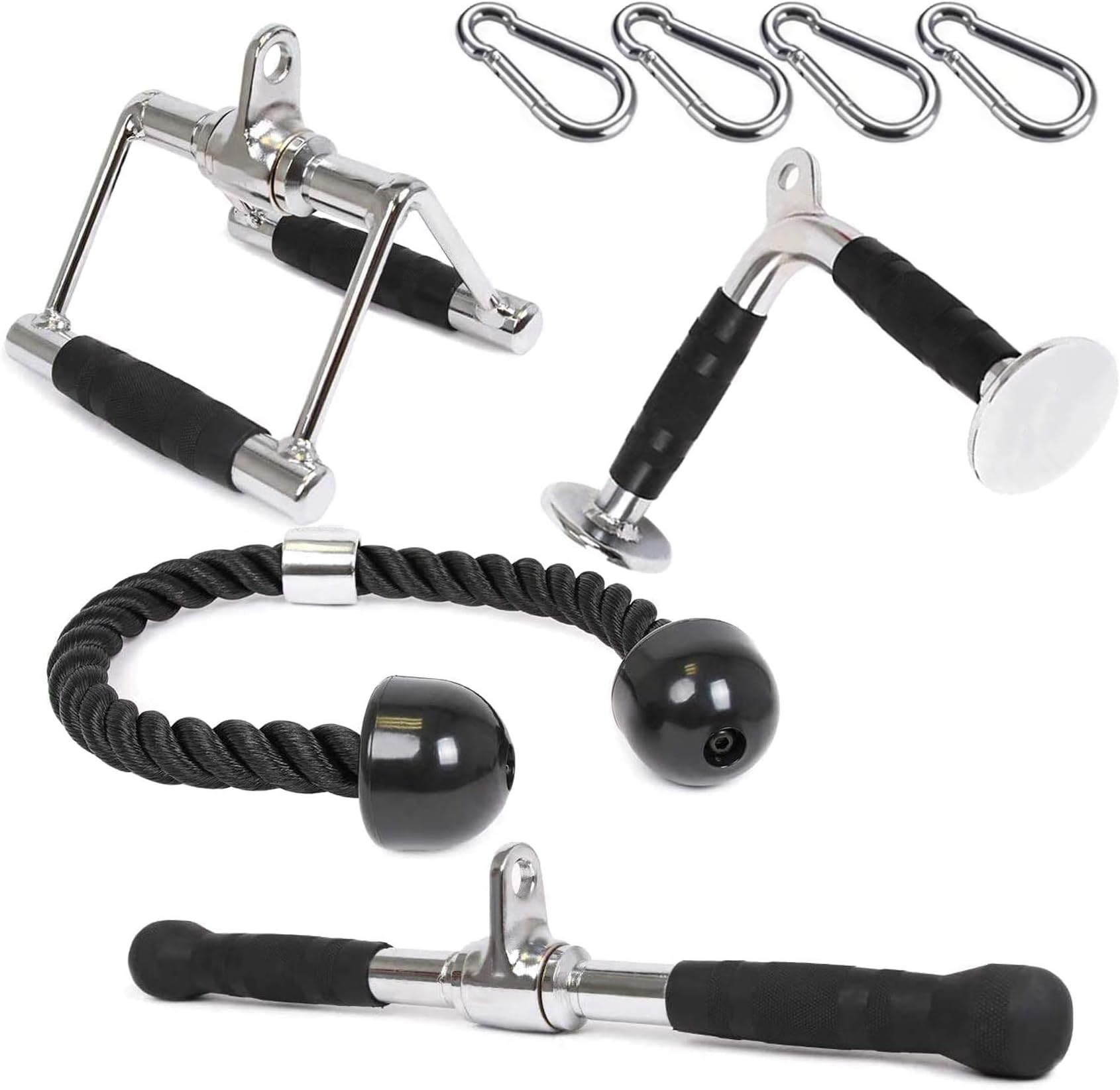 NBJstar Tricep Press Down Cable Attachment (V Handle + Tricep Rope + V-Shaped + Rotating Bar)