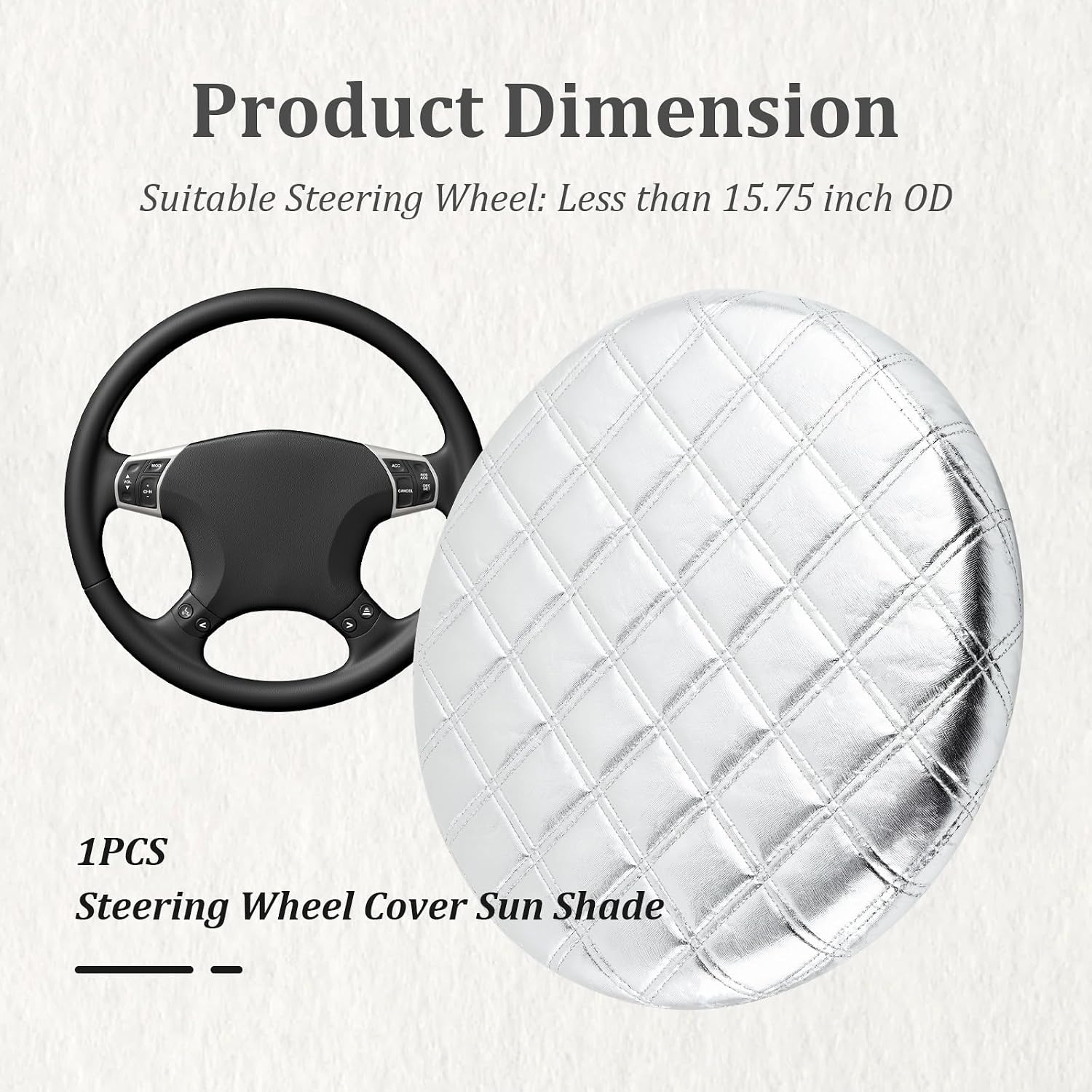 Car Steering Wheel Cover Sun Shade,Car Wheel Cover with Aluminum Film and Cotton Lining for Steeringwheel Sun Protection,Universal Maximum 15.75" Truck Steering Wheels Covers