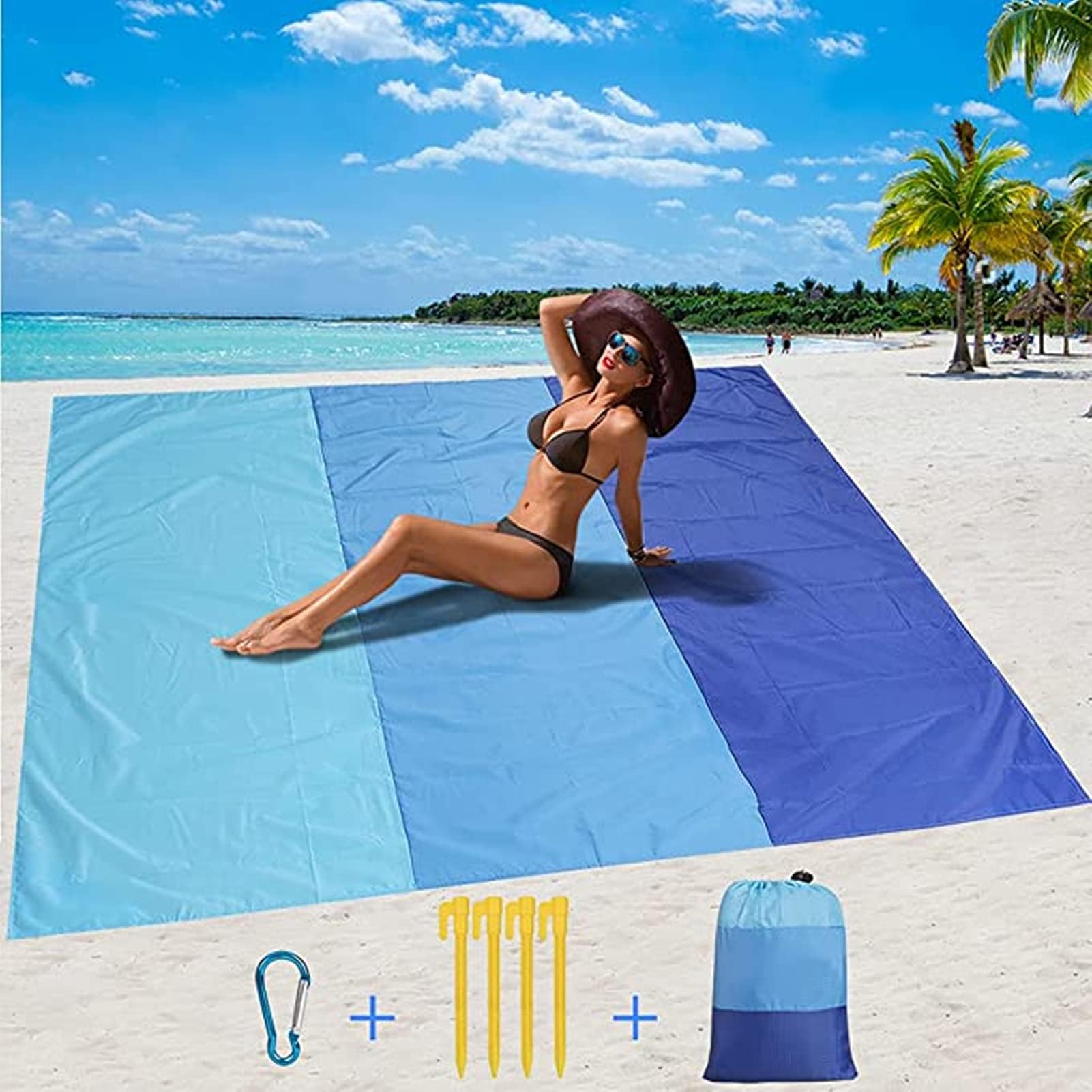 Beach Blanket, 78.7"X 82.7" Beach Blankets Waterproof Sandproof for 4-7 Adults, Oversized Lightweight Outdoor Blanket Beach Mat Picnic Blanket for Travel, Camping and Hiking