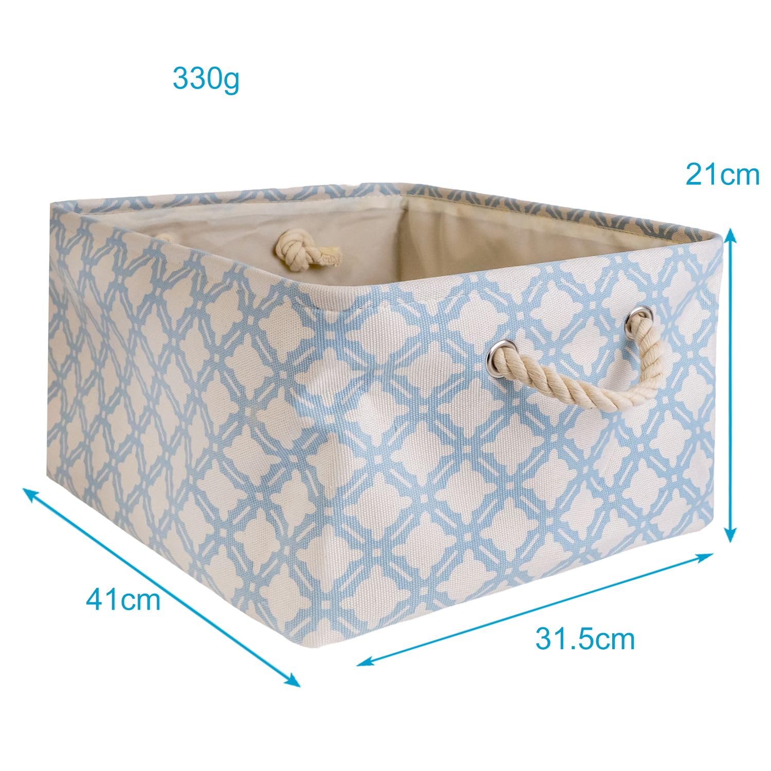 Kosz do przechowywania Intirilife z rączką w kolorze niebieskim z wzorem - 41 x 31,5 x 21 cm- Po złożeniu 41 x 33,5 x 5,5 cm - Praktyczne pudełko do przechowywania na półkach jako dekoracja z pokrywką