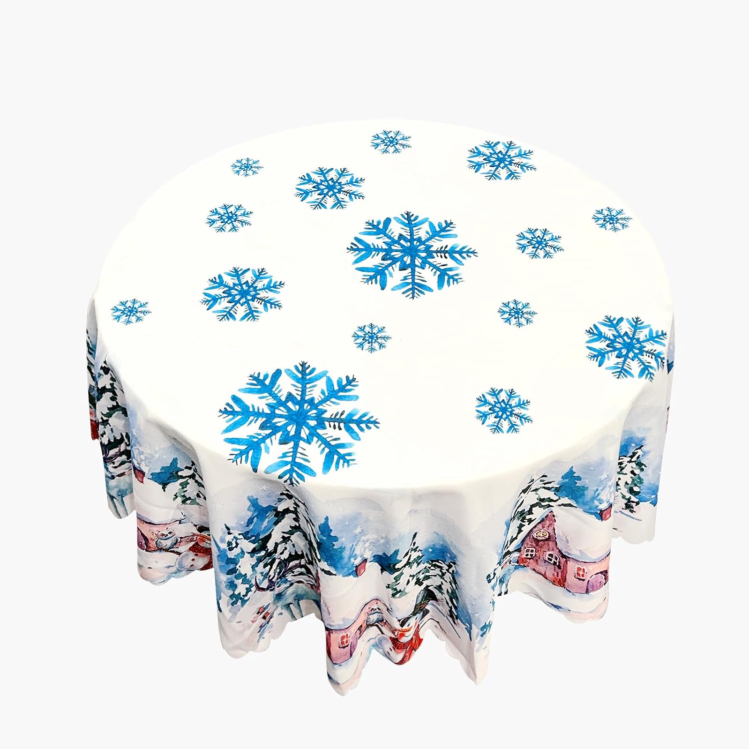 Gukasxi Christmas Table Cloth Round Christmas Tablecloth Washable