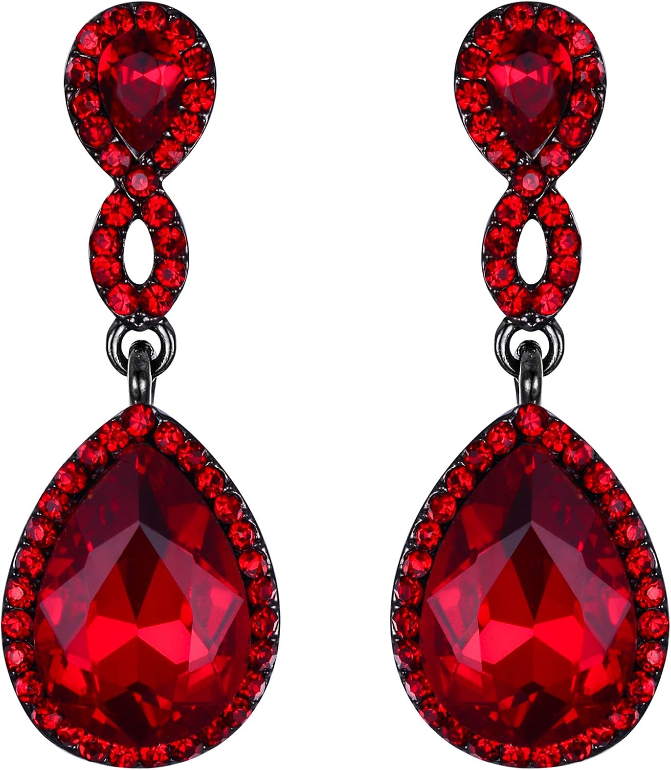 EVER FAITH Women's Rhinestone Crystal Elegant Wedding 8-Shaped Teardrop Pierced Dangle Earrings Clear