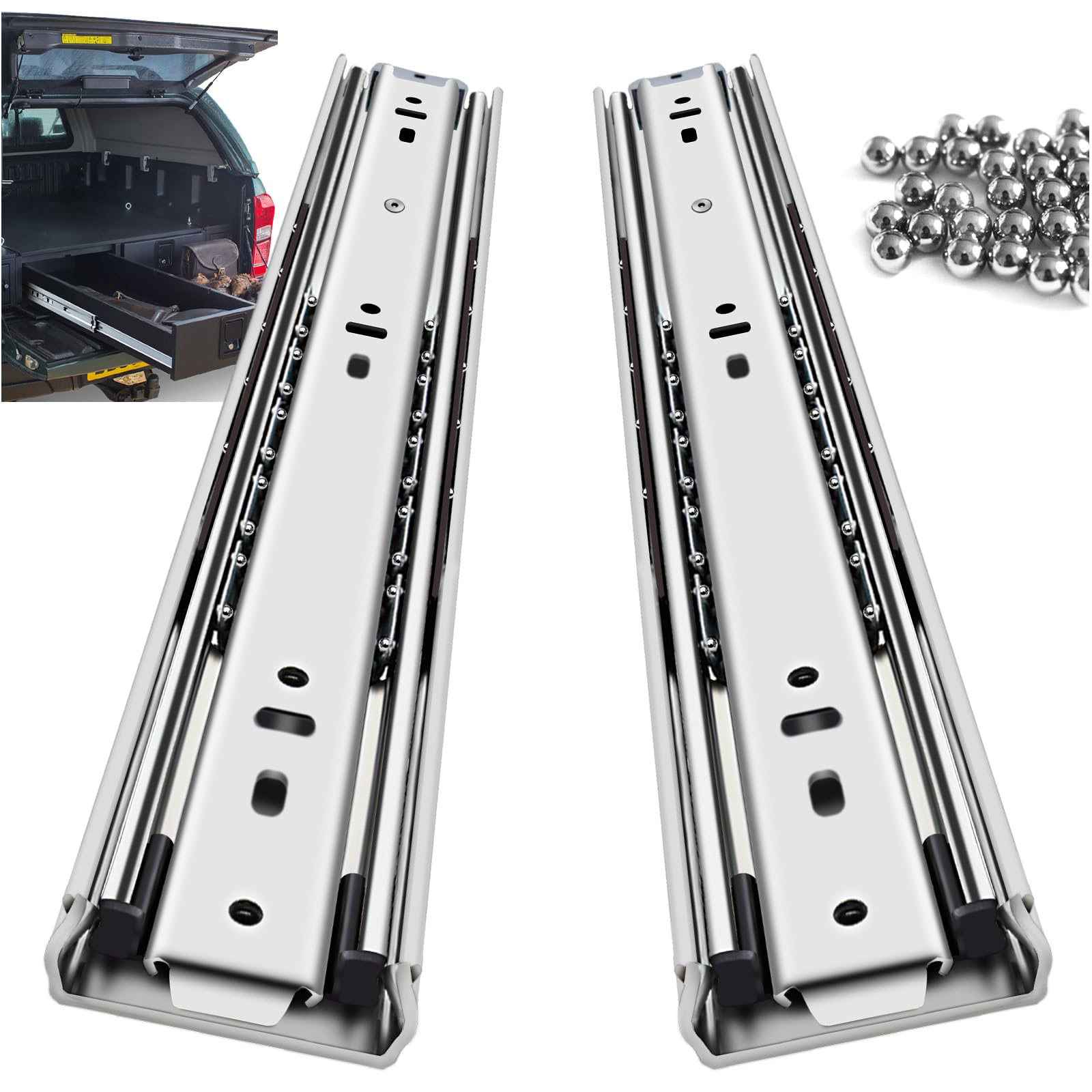 VAGUDE Heavy Duty Drawer Runners Slides Full Extension Side Mount 250 300 350 400 450 500 550 600 650 700 750 800 850 900 950 1000 mm 68 Kg Metal Dresser Cabine Rails Tracks Glides 1 Pair — image 1