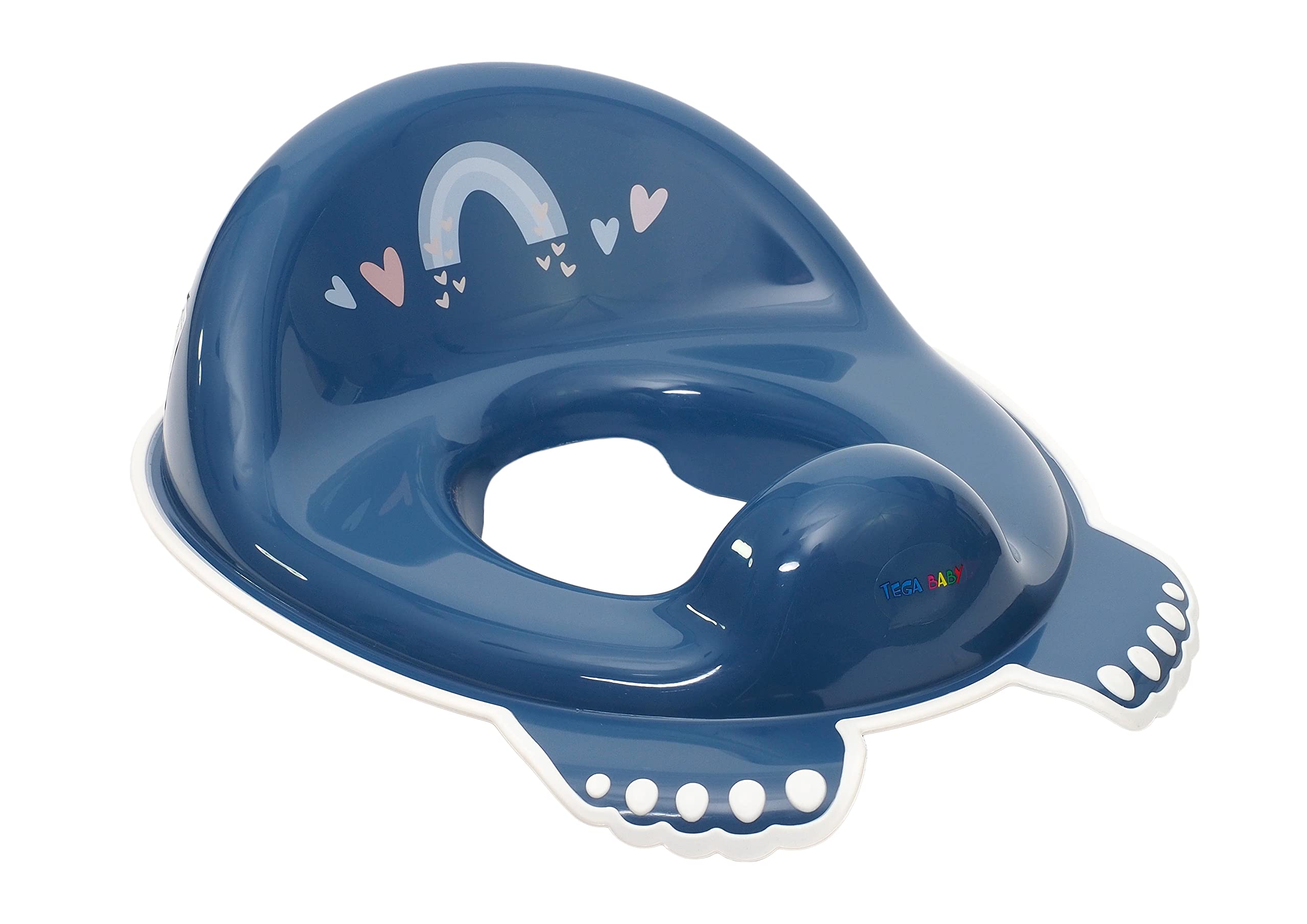 TEGA BABY Meteo - Asiento de inodoro antideslizante para niños, funda de plástico con revestimiento de goma para mayor seguridad, silla de entrenamiento, certificado TUV, 44 x 31 x 13 cm, azul marino