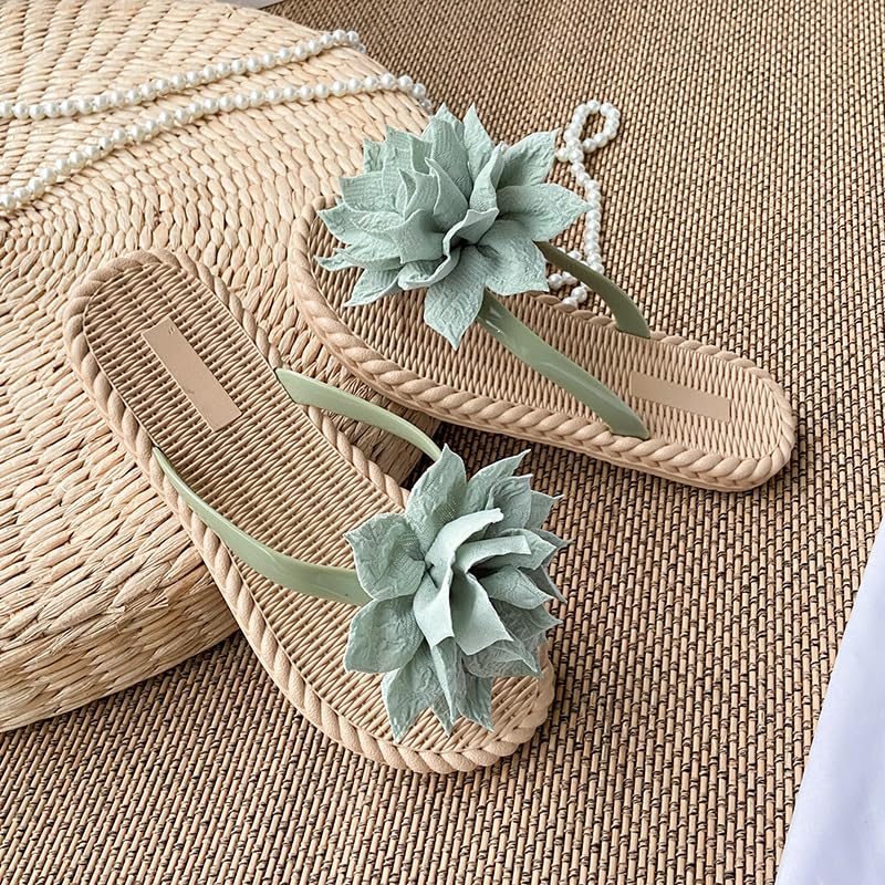 Loizziuy Floral Women's Flip Flops Floral Woven Comfortable Summer Beach Sandals for Travel Party Pool Daily Wear3
