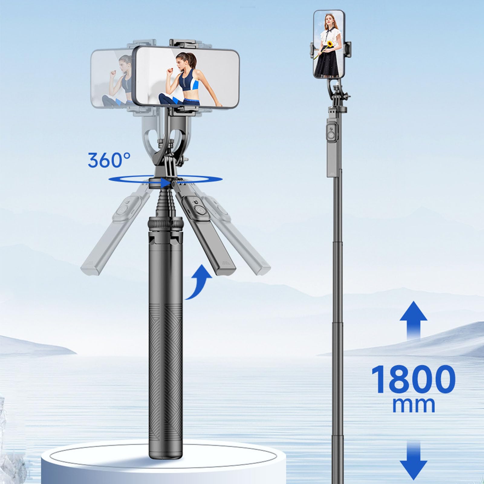 CHICIRIS Perche à Selfie Trépied pour Téléphone, 71 Pouces Ajustable