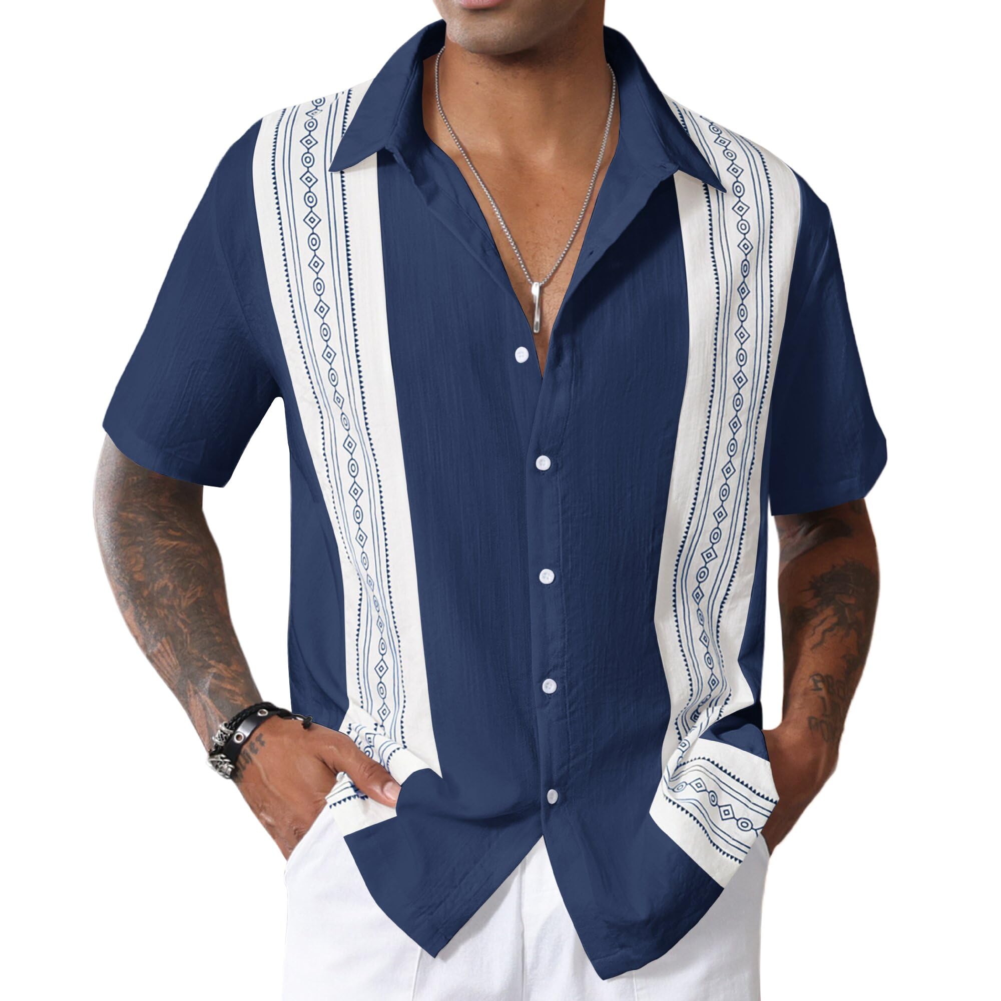 CTU Camicie da bowling da uomo a maniche corte vintage con stampa abbottonatura hawaiana camicie per le vacanze da uomo M-3XL