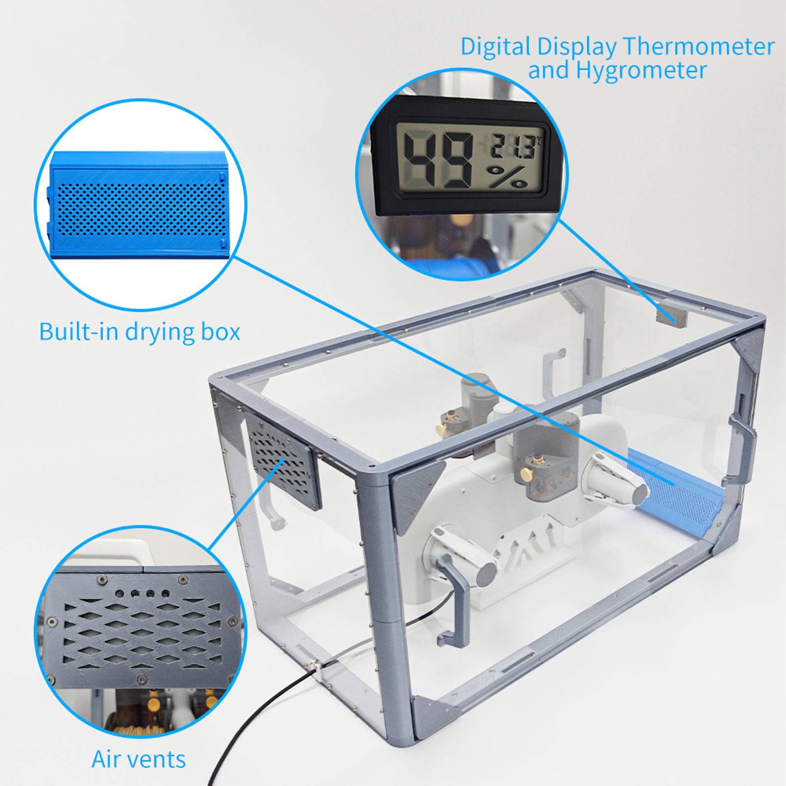 Eujgoov Carcasa Acrílica para Impresora 3D Compatible con PLA, ABS, PETG, PVA, EPA, Resistente Al Polvo y Al secado.