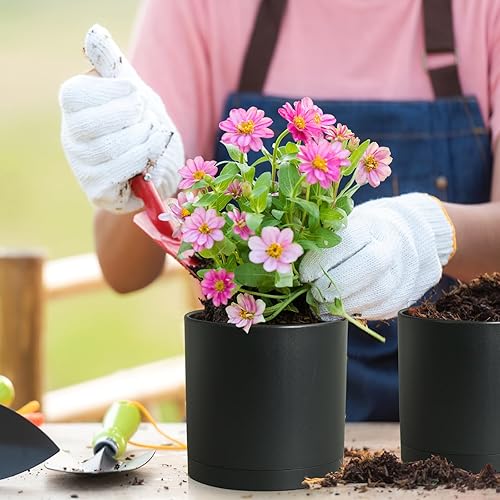 Miniatura 3 de Macetas de 876 pulgadas, juego de 3 macetas cilíndricas para plantas de interior y exterior, macetas decorativas de plástico con agujeros de drenaje