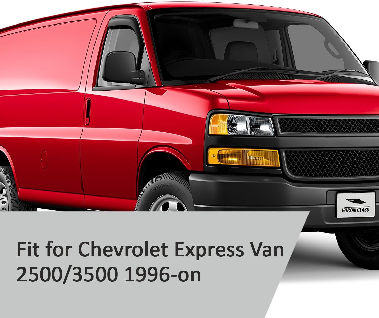 Voron Glass in-Channel Extra Durable Rain Guards for Chevrolet Express Van 2500/3500 1996-2026, Window Deflectors, Vent Window Visors, 2 Pieces - 200280