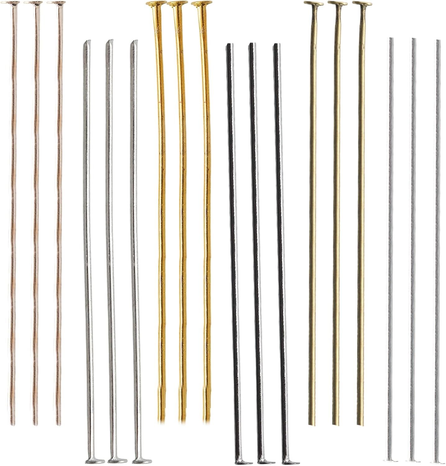 Pine & Linen 600pcs 2inch Flat Head Pins,Straight Eye Pins Metal Headpins Jewelry Making Pin,Versatile Craft Pin for Jewelry Making/DIY Enthusiasts(Flat Headpins-Multicolor)