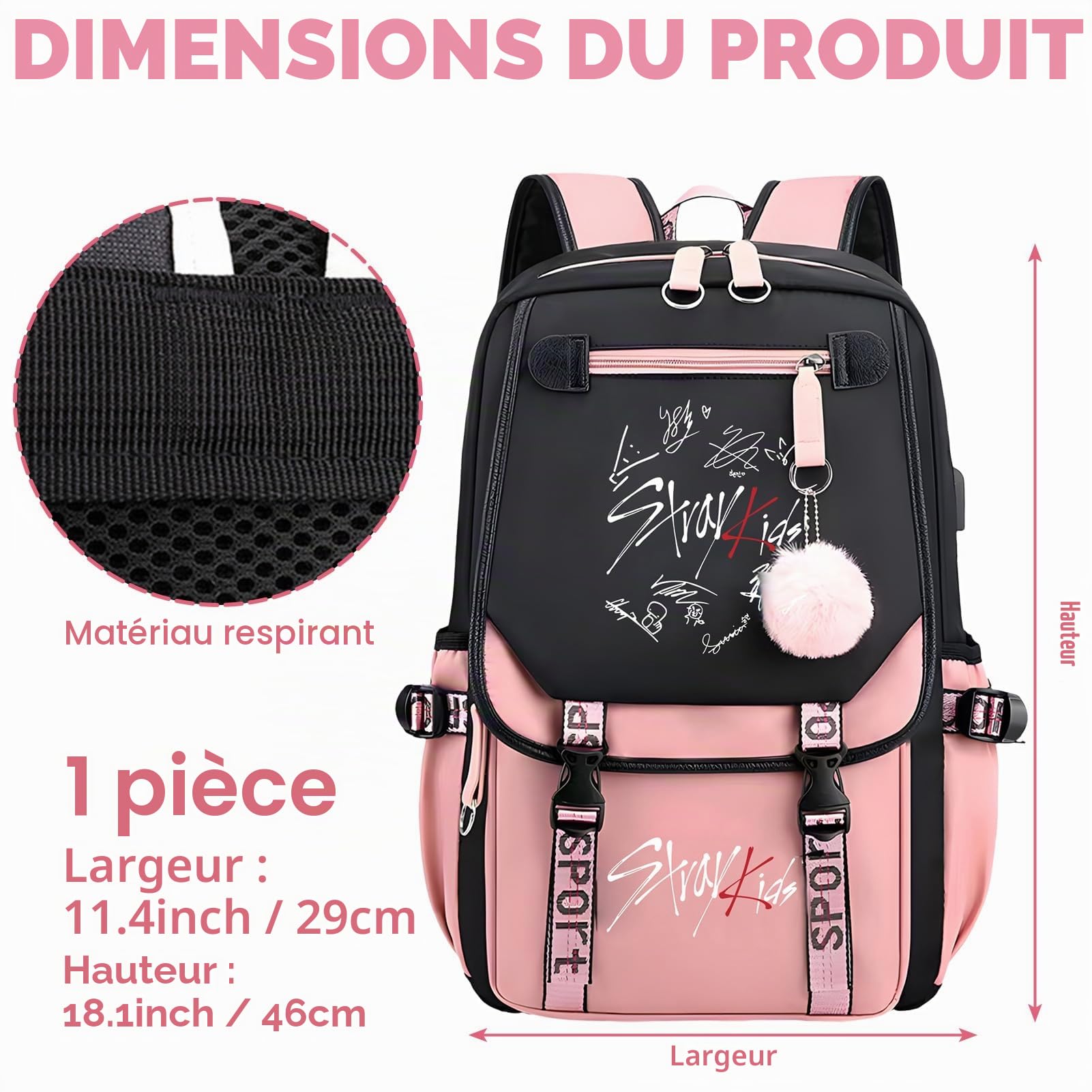 Stra-y Ki-ds Sac à dos de voyage léger pour fans de K-Pop