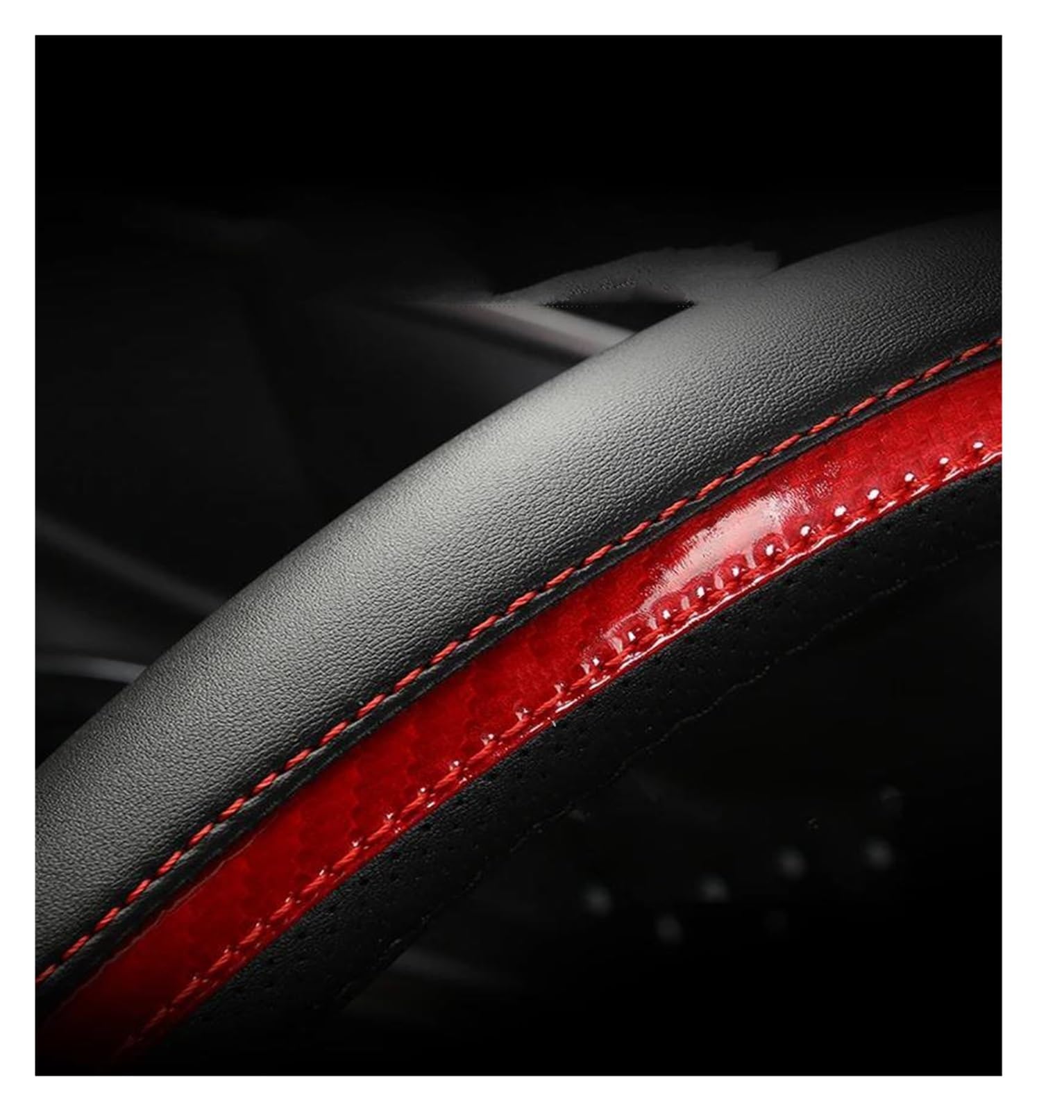 Lenkradabdeckung Auto Für Suzuki Für Jimny Auto Lenkrad Abdeckung Carbon Faser + Leder Nicht-Slip Lenkrad Schutzhülle Rutschfester Lenkradbezug(Schwarz)