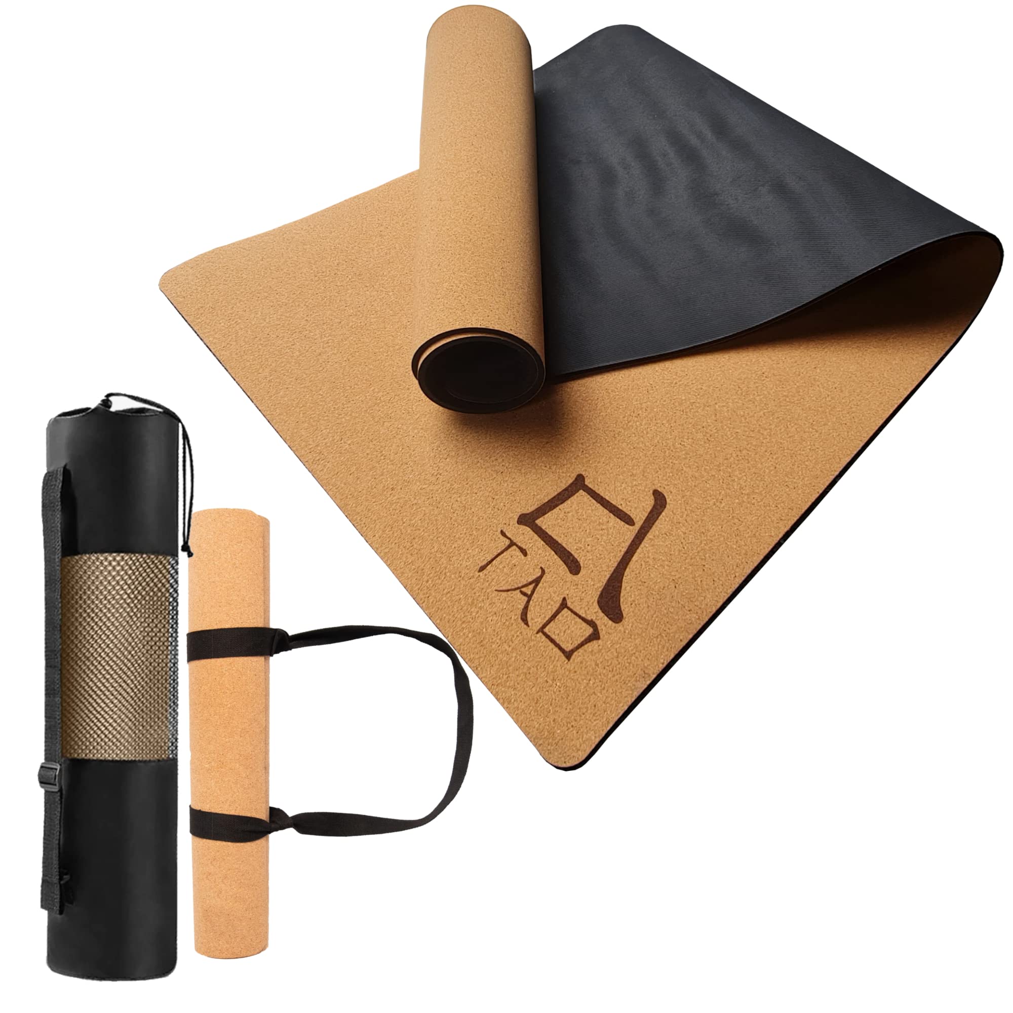 TAO Yogamatte Naturgetreide 100% rutschfest 5 mm dicke Matte mit Tragetasche und Gurt
