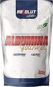 Absolut Nutrition, Albumina gourmet, 22 gramas de proteína, adoçado com stévia, Sabor morango com chantilly, em pó, Pouch, 400 gramas