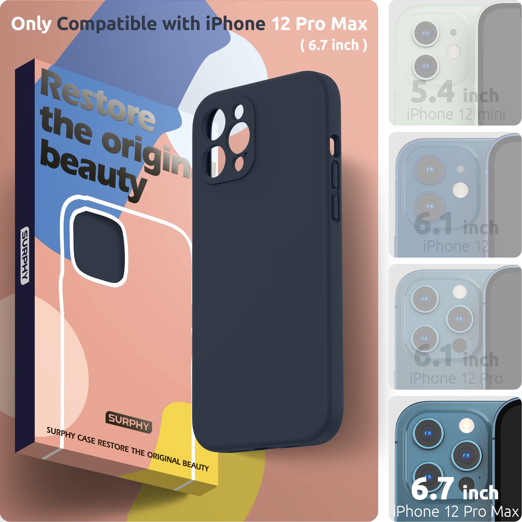 SURPHY Custodia in pelle compatibile con iPhone 12 Pro Max 6,7 Pollice Premium PU Pelle Resistente a Graffio Cover per iPhone 12 Pro Max 6,7 Pollici 2020 (Notte Blu