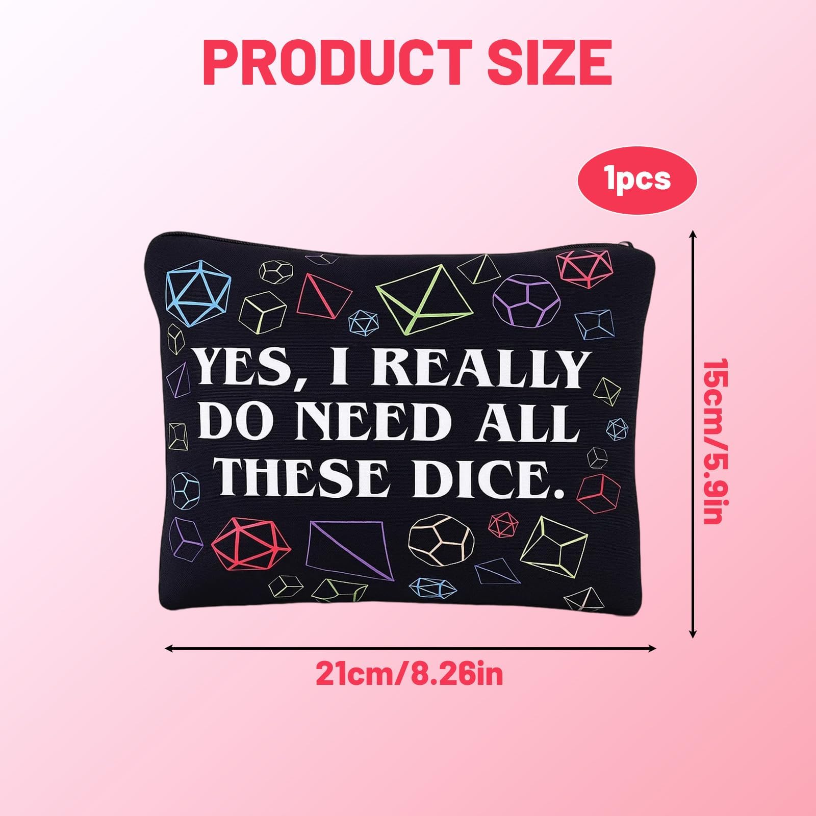 MXHBSTP Dice Bag, DND Dice Bag, DND Dice Storage Bag for Game Accessories Compact Black Pouch for Tabletop Gaming 21 X 15 Cm - Image 2