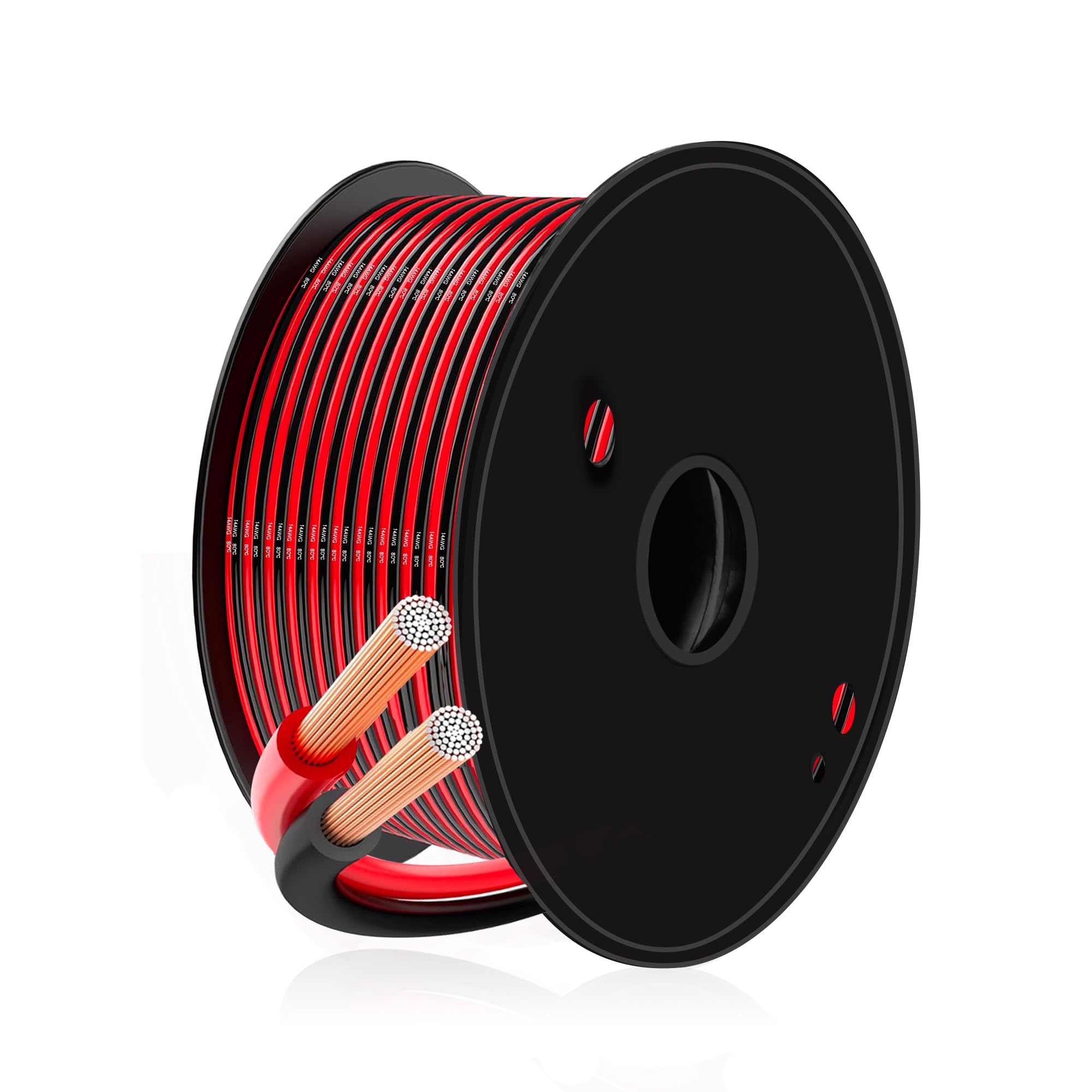 2.08mm² Electrical Wire-XINWANG 14 Gauge Copper-Clad Aluminum Wire(49.2ft Black/Red)-High Conductivity, PVC Insulated