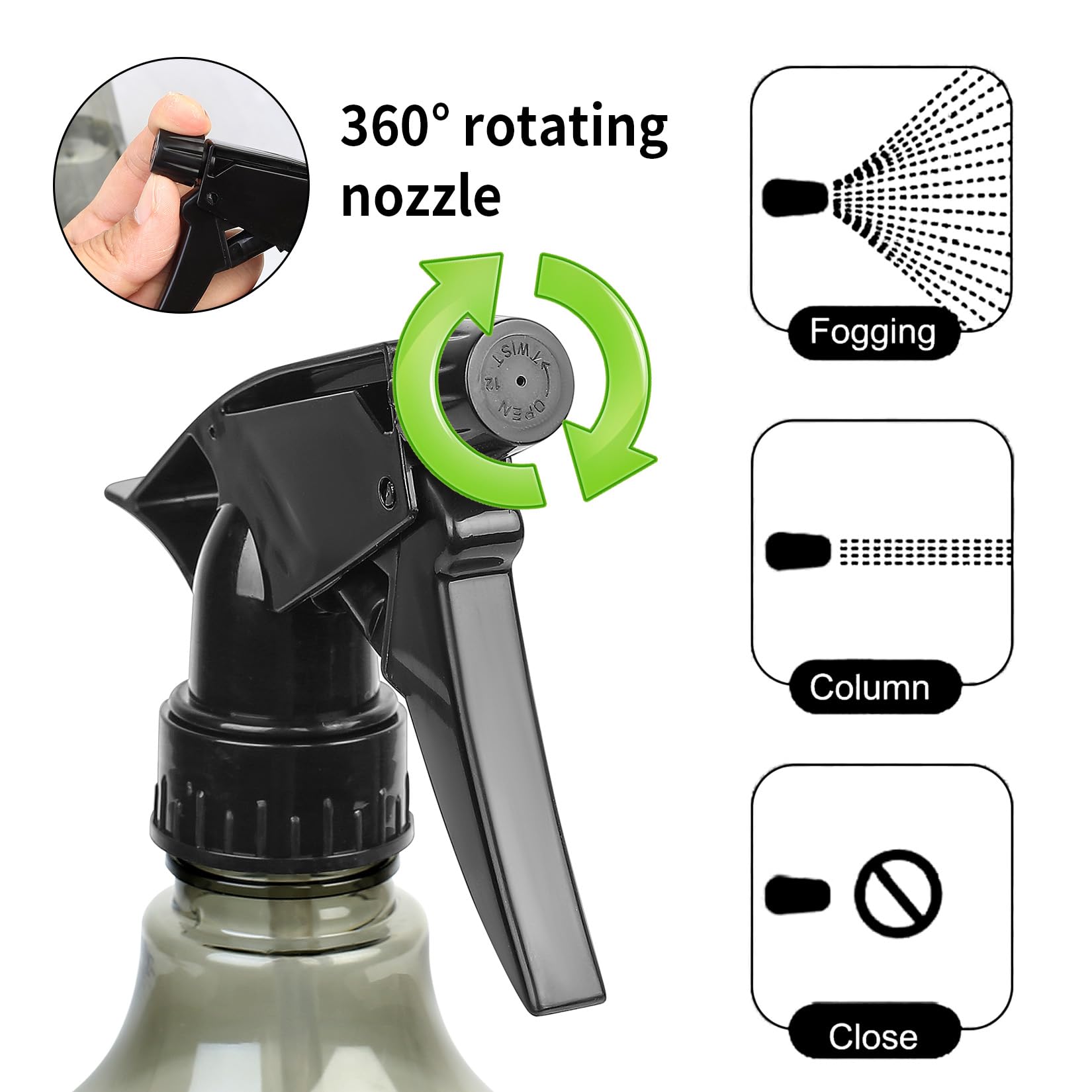 2 Flaconi Spray Da 500 Ml Con Ugello Regolabile Nebbia/Getto, Ricaricabili E A Prova Di Perdite, Per Pulizia E Piante, Verde E Rosa - 6
