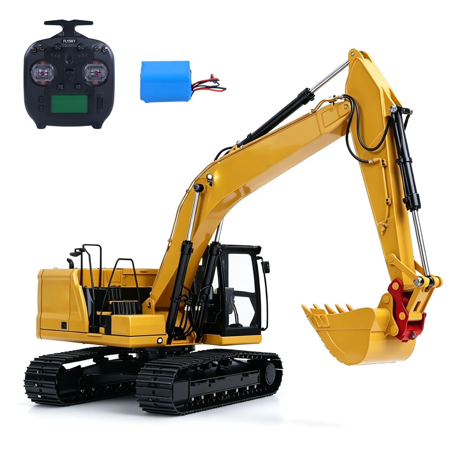 wheelfun Metallo 1/14 Telecomando Escavatore Idraulico 320 8Ways Valvola RC Digger Ingegneria Veicolo ST8 Radio Luci Batteria RTR Modello Età 14+