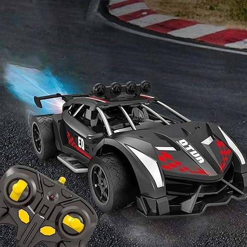 Auto de control remoto, auto de carreras de deriva de alta velocidad, luces recargables con aerosol, conducción multidireccional, regalo de Navidad