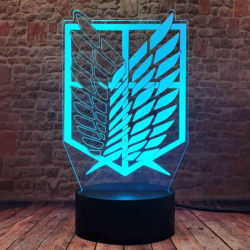 3D PLUS LICHTEE 3D Night Light Anime LED Illusion Lamps, 7 Colors USB Charging Lighting for Kids Christmas Birthday Gift