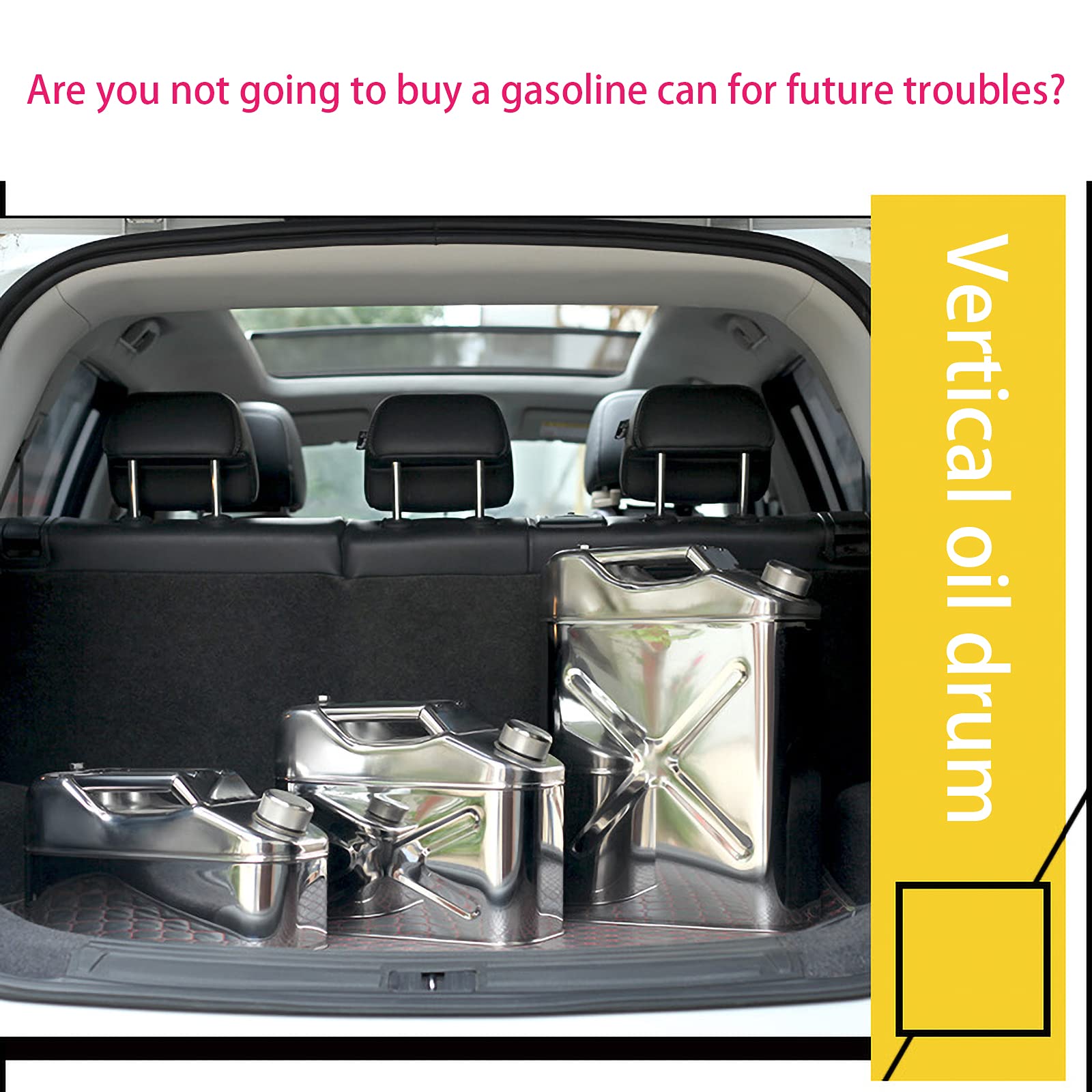 Bidón de Gasolina 201 Acero Inoxidable, Latas de Gasolina con Tubo Combustible Y Guantes, Válvula Liberación Aire Acero Inoxidable,15L