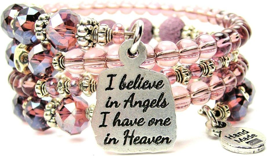 ChubbyChicoCharms I Believe in Angels I Have One in Heaven Multi Wrap Charm Bracelet in Lavender Purple
