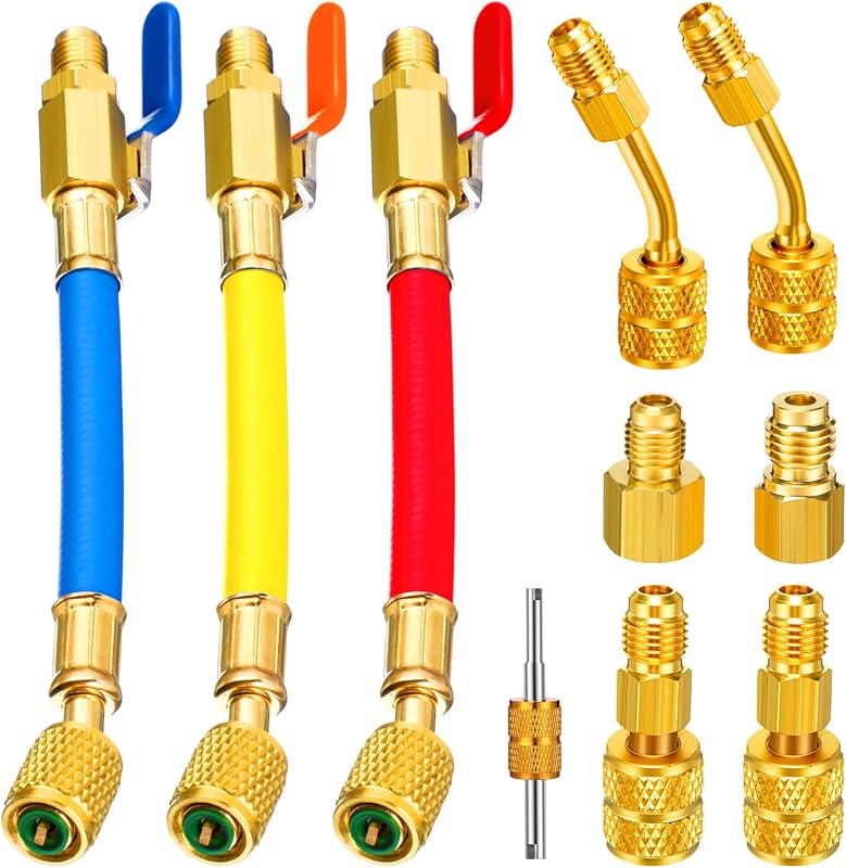Kit de Mangueiras para Manifold de Ar-Condicionado com Adaptadores R410A e Tanque Innconee DOY0579, 10 Peças