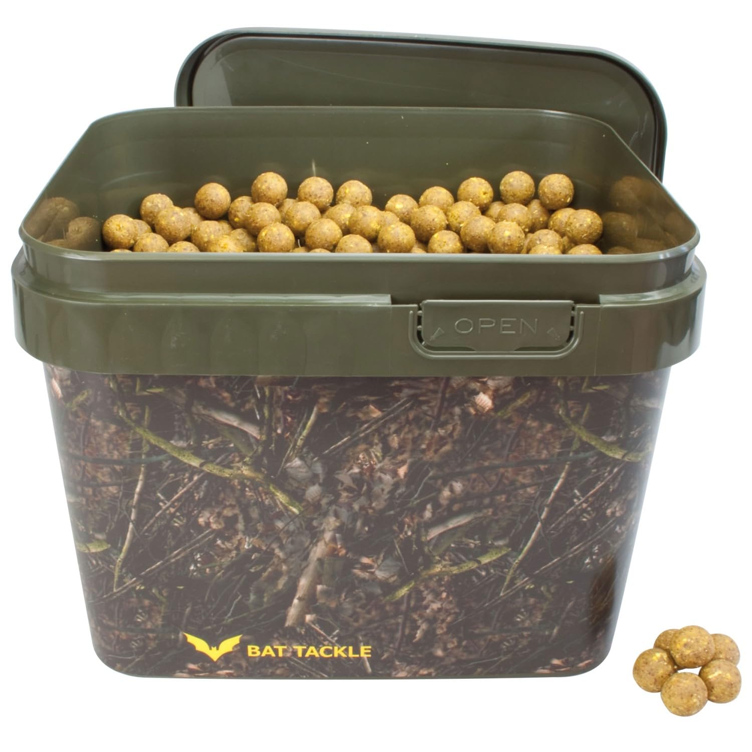 Böse Boilies 18mm – Profi Vorratspack im Realistric® Camouflage Eimer – Hochattraktive Karpfenköder mit Aminosäuren – In verschiedenen Sorten – Luftdicht & Lebensmittelecht – 2,5kg/5kg