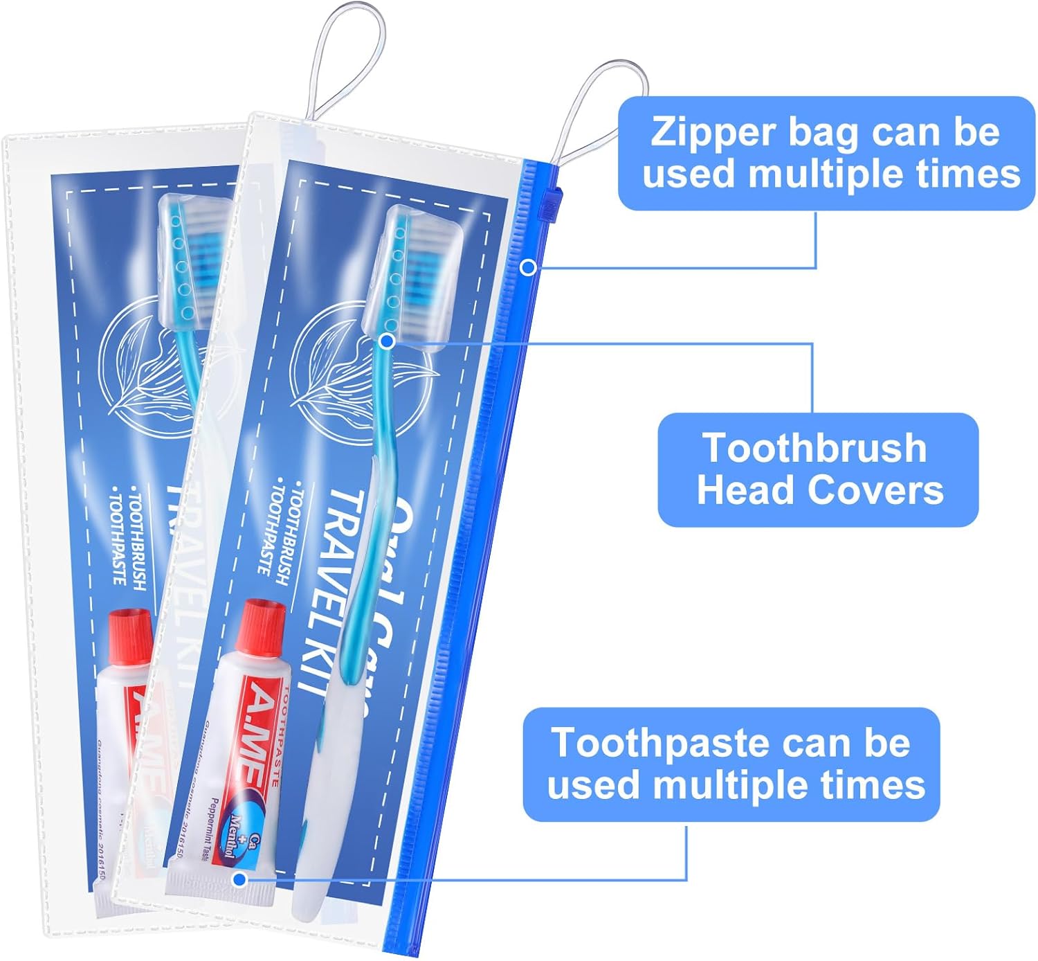 30 Set Toothbrush and Cover Travel Kit Bulk with Toothpaste Individually Wrapped Travel Size Toothbrush Set Soft Bristles Resealable Portable and Reusable Bag for Homeless Hotel Home Charity