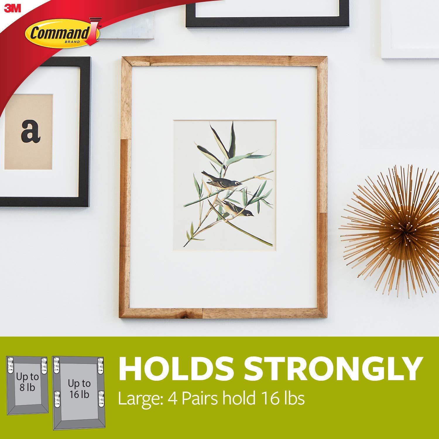 Command Large Picture-Hanging Strips, Black, 24-Sets