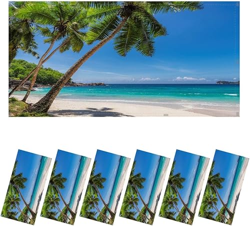 Paquete de 6 cubiertas fluorescentes para luz de techo, filtros de luz de palma de coco de playa arenosa para aula, oficina, hogar, 4 x 2 pies,