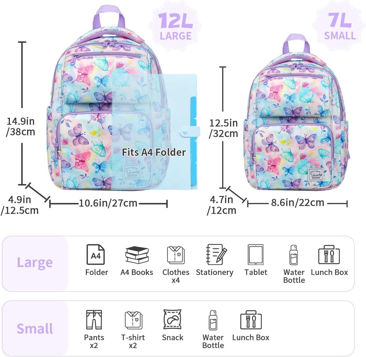 VASCHY Toddler Backpack for Boys, Kids Cute Kindergarten Daycare Children 7L Small Backpack Bookbag for School Travel Giltter Butterfly - Image 2