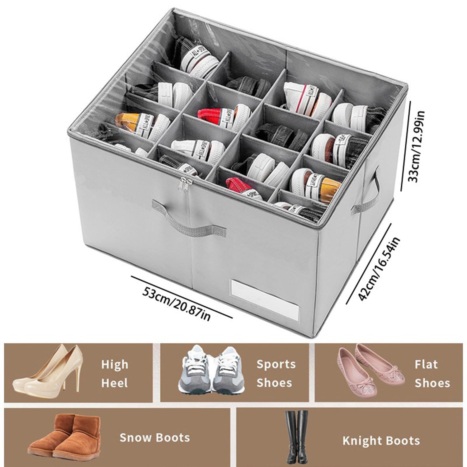 Caja De Almacenamiento De Ropa Armario Caja De Zapatos Fit 16 Doble con Tapa Transparent Zapatero Plegable Organizador Zapatos Caja De Almacenamiento Plegable con Separador