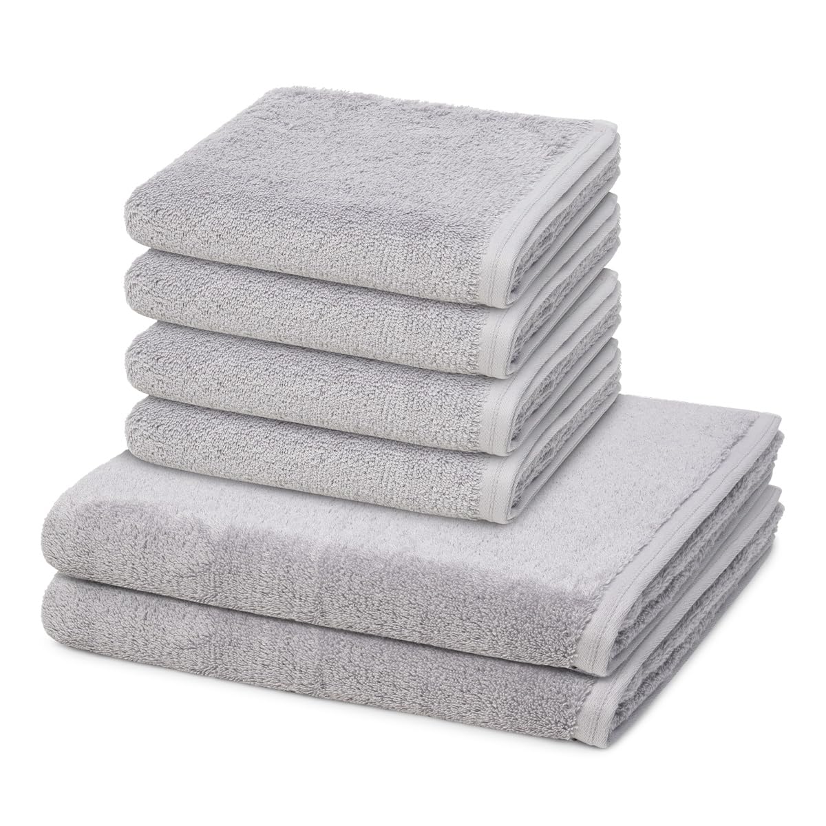 Vossen - 6 teiliges Frottier-Set - Vegan Life (4 X Handtuch 2 X Duschtuch im Set) - 580 g/m2 - Baumwolle - Frottee - saugstark - weich und flauschig - Shadow
