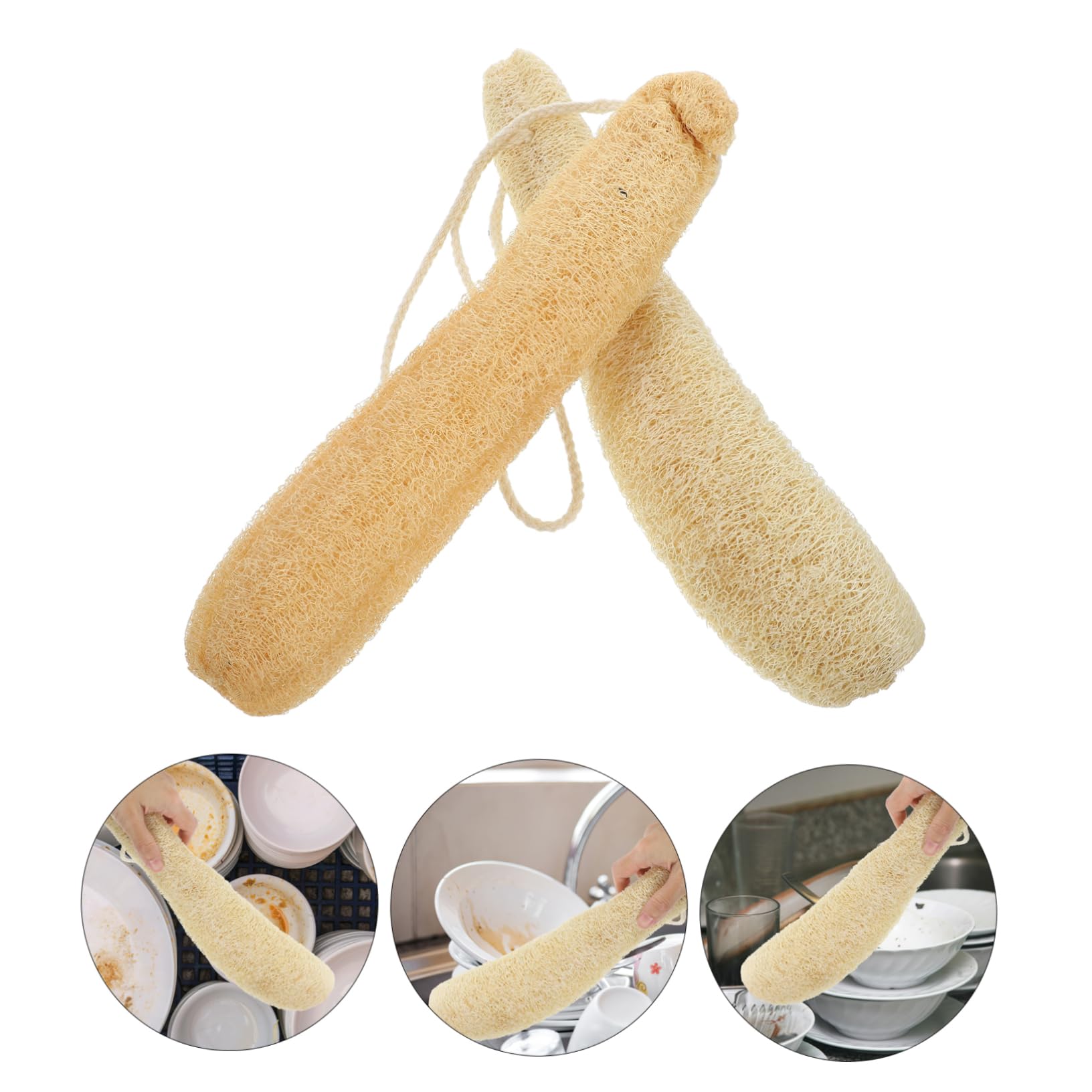 Cabilock 6 Piezas Cepillo de lufa Cuadrado rugerizado cepillos de Limpieza esponjas para Platos Esponja Vegetal Natural depurador Cepillo de Limpieza Esponja de lufa Almohadilla sin Aceite