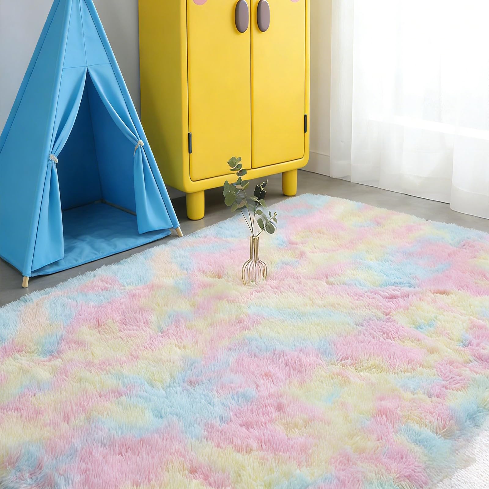 Teppich Kinderzimmer 80 x 360 cm, Waschbar, Flauschige Oberfläche, Robust, Spitzenqualität, Pflegeleicht, in Vielen Farben & Größen, Waschbarer Teppich Schlafzimmer, Mehrfarbig