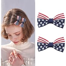 2Pcs 4th of July Bows Hair Clip,Independence Day Bow Alligator Clips,American Patriotic Barrettes Hairpin,Girl Children Hair Accessories for Patriotic Veterans Memorial Day Parade Party