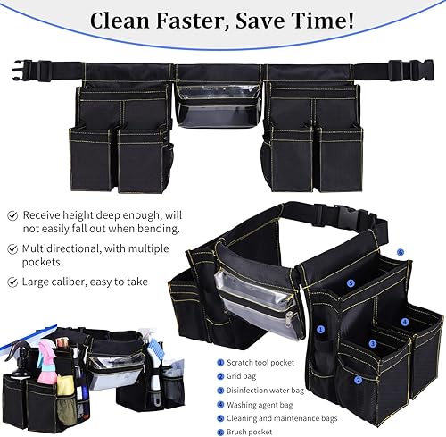 Miniatura 3 de Cinturón de limpieza, delantal de cintura con bolsillos, suministros de limpieza para limpieza resistente al agua, delantales para trabajos de