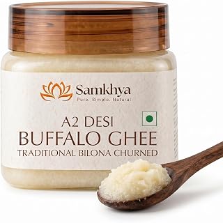 Samkhya Thick Danedar A2 Buffalo
                            Ghee 500 ml | Bilona Churned from Curd (Not
                            Cream) | Rich Aroma, Grainy Texture |
                            Traceab...