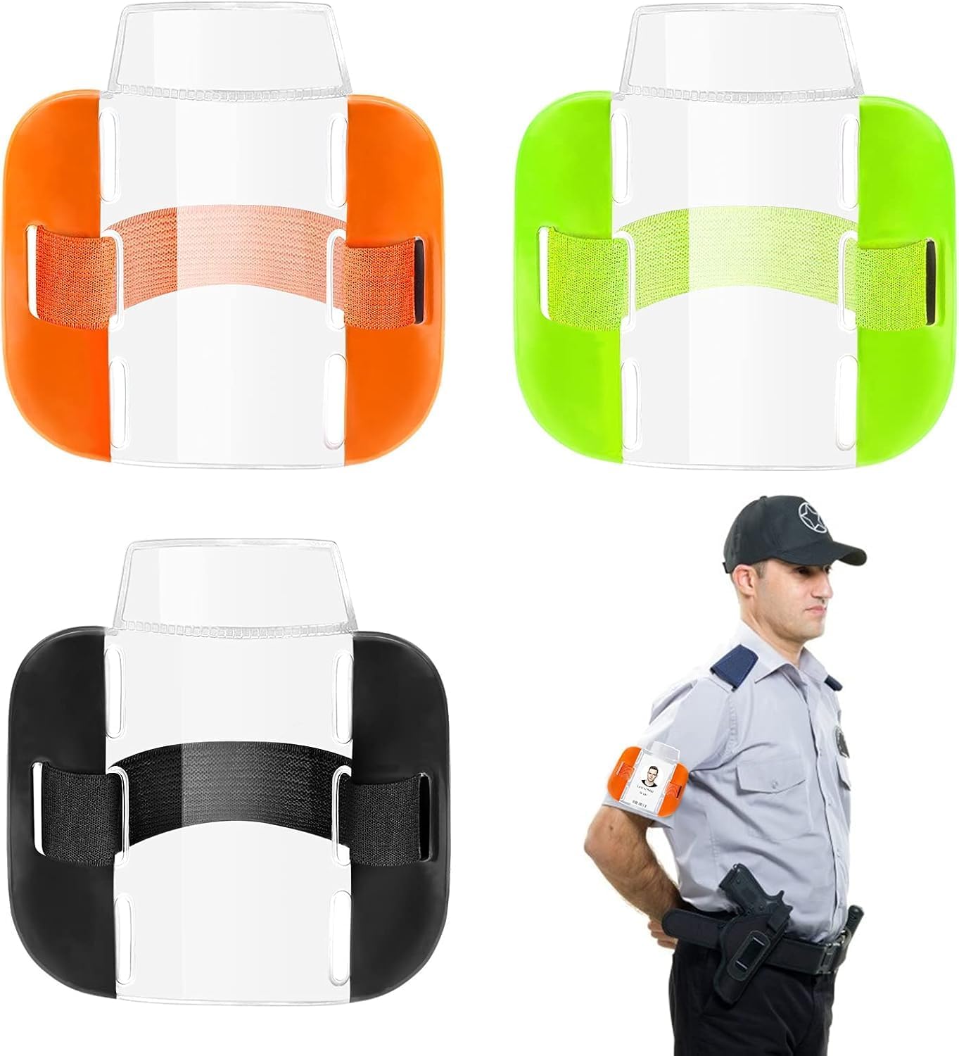 PRETTYLE 3 Pcs Arm Badge Holders,Sia Badge Holder, ID/SIA License Badge Holder with Adjustable Strap for Emergency Workers Security Staff Doorman