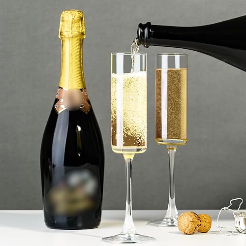 Miniatura 3 de PARACITY Copas de champán, juego de 2 copas de champán, elegantes copas de champán de 6 onzas, regalo para cumpleaños, bodas, Navidad, copas de
