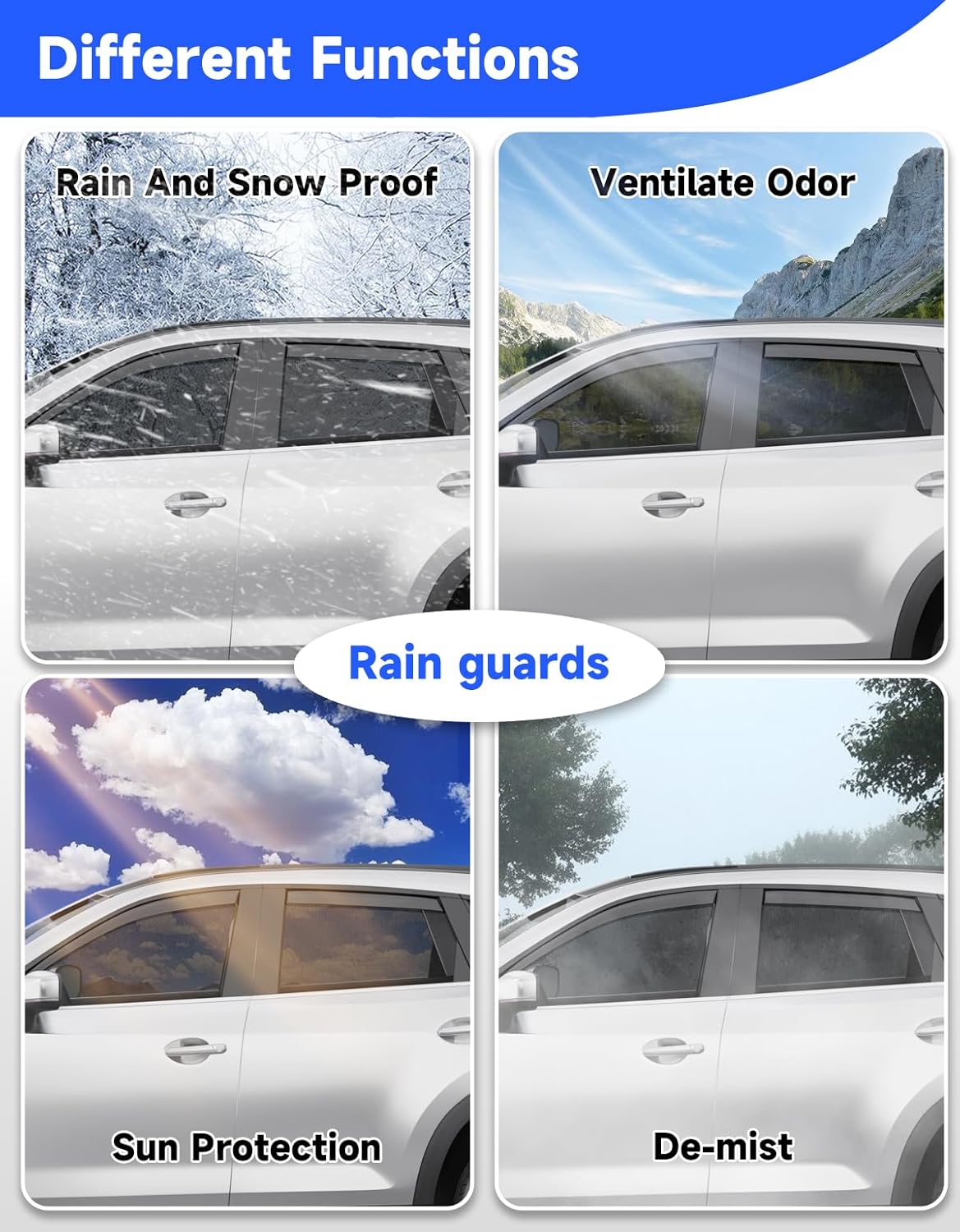 in-Channel Window Rain Guards Fit for Mazda CX5 CX-5 2017 2018 2019 2020 2021 2022 2023 2024 2025 2026, Rain Guards Visors Vent Visors Window Deflector Vent Shades Car Accessories -4 pcs